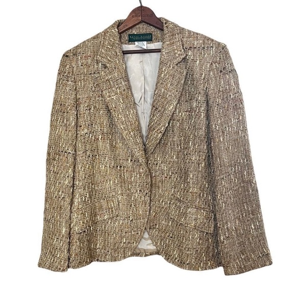 Harve Benard Jackets & Blazers - Harve Benard One Button Fully Lined Multi Tan/ Brown Women’s Jacket sz 16 NWT